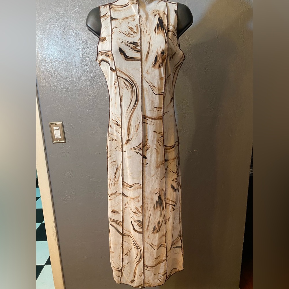 Spring Haze sheer brown marbled long dress